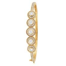 Vintage Style Style Diamond Bangle Bracelet 18K Yellow Gold 2.57ctw