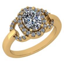 Certified 1.63 Ctw Diamond VS/SI1 Halo Ring For 14K Yellow Gold