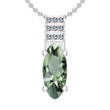 Certified 22.67 Ctw I2/I3 Green Amethyst And Diamond 14K White Gold Pendant