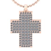 2.65 Ctw SI2/I1 Diamond 14K Rose Gold Cross Pendant Necklace