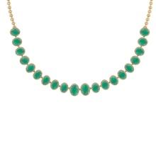 44.40 Ctw VS/SI1 Emerald And Diamond 14K Yellow Gold Girls Fashion Necklace (ALL DIAMOND ARE LAB GRO