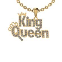 1.03 Ctw SI2/I1 Diamond 14K Yellow Gold Valentine Special King & Queen Necklace