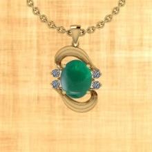 Certified 7.00 Ctw Emerald And Diamond I1/I2 14K Yellow Gold Victorian Style Pendant Necklace