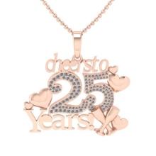1.07 Ctw SI2/I1 Diamond 14K Rose Gold Special Cheers to 25 Years Necklace