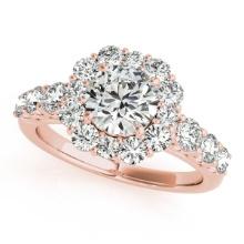 Certified 1.40 Ctw SI2/I1 Diamond 14K Rose Gold Vintage Style Wedding Halo Ring