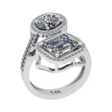3.97 Ctw VS/SI1 Diamond 14K White Gold Engagement Ring