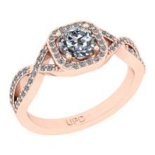 0.80 Ctw SI2/I1 Gia Certified Center Diamond 14K Rose Gold Engagement Halo Ring