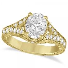 Antique style Art Deco Oval Diamond Engagement Ring 14K Yellow Gold 2.03ctw