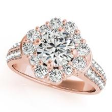 Certified 1.55 Ctw SI2/I1 Diamond 14K Rose Gold Vintage Style Wedding Halo Ring