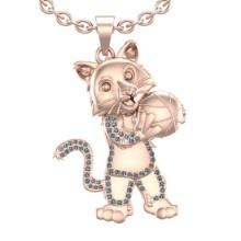 0.50 Ctw SI2/I1 Diamond 14K Rose Gold Baby Lion Pendant Necklace