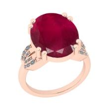 8.43 CtwSI2/I1 Ruby And Diamond 14K Rose Gold Cocktail Ring