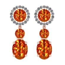 Certified 5.38 Ctw SI2/I1 Orange Sapphire And Diamond 14K Rose Gold Vintage Style Earrings