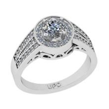 0.85 Ctw SI2/I1 Gia Certified Center Diamond 14K White Gold Ring
