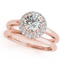 Certified 1.25 Ctw SI2/I1 Diamond 14K Rose Gold Wedding Set Ring