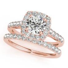 Certified 1.40 Ctw SI2/I1 Diamond 14K Rose Gold Vintage Style Bridal Set Ring