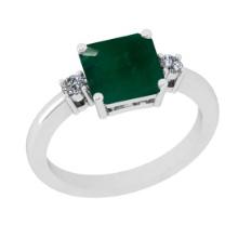 1.85 Ctw VS/SI1 Emerald And Diamond 18K White Gold three pec Ring
