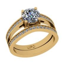 1.42 Ctw SI2/I1 Gia Certified Center Diamond 14K Yellow Gold Engagement Set Ring