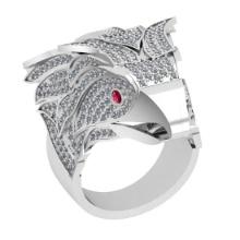 2.77 Ctw SI2/I1 Ruby And Diamond 14K White Gold Vintage Style Eagle Ring
