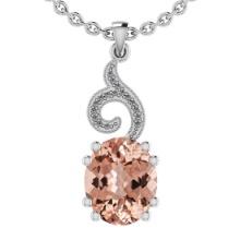 4.25 Ctw SI2/I1 Morganite And Diamond 14K White Gold Vintage Style Necklace