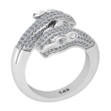 1.10 Ctw Si2/i1 Diamond 14K White Gold Creature Ring
