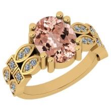 4.69 Ctw SI2/I1 Morganite And Diamond 14K Yellow Gold Vintage Style Ring