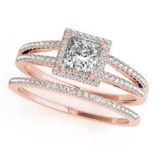 Certified 0.85 Ctw SI2/I1 Diamond 14K Rose Gold Bridal Wedding Halo Ring