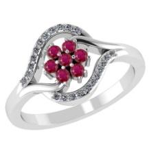 Certified 1.40 CTW Genuine Ruby And Diamond 14K White Gold Ring