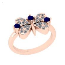 0.40 Ctw SI2/I1 Blue Sapphire And Diamond 14K Rose Gold Ring