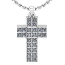 1.56 Ctw SI2/I1 Diamond 14K White Gold Cross Pendant Necklace
