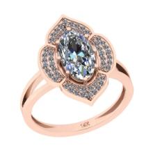 2.15 Ctw SI2/I1 Diamond 14K Rose Gold Bridal Wedding Halo Ring