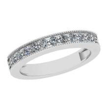 Certified 0.45 Ctw VS/SI1 Diamond 18K White Gold Victorian Style Simple Band Ring