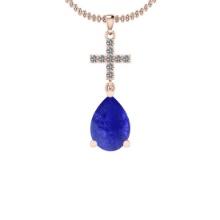 Certified 8.71 Ctw Tanzanite and Diamond I1/I2 14K Rose Gold Victorian Style Pendant