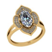 2.15 Ctw SI2/I1 Diamond 14K Yellow Gold Bridal Wedding Halo Ring
