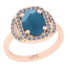 3.36 Ctw I2/I3 Aquamarine And Diamond 14K Rose Gold Engagement Ring