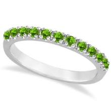 Peridot Stackable Band Anniversary Ring Guard 14k White Gold 0.38ctw
