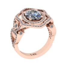 2.80 Ctw SI2/I1 Diamond 14K Rose Gold Bridal Wedding Halo Ring