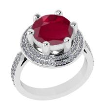 3.60 Ctw SI2/I1 Ruby and Diamond 14K White Gold Engagement Halo Ring