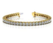 CERTIFIED 14K YELLOW GOLD 10 CTW G-H SI2/I1 CLASSIC FOUR PRONG DIAMOND TENNIS BRACELET MADE IN USA