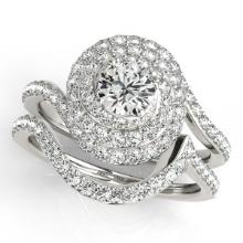 Certified 1.25 Ctw SI2/I1 Diamond 14K White Gold Bridal Wedding Set Ring