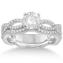 Infinity Diamond Engagement Ring with Band Platinum Setting 1.65ctw