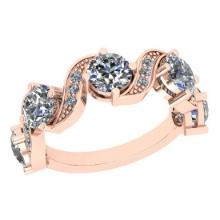 Certified 2.57 Ctw SI2/I1 Diamond 14K Rose Gold Promises Band Ring