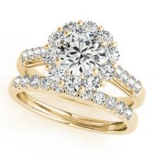 Certified 1.70 Ctw SI2/I1 Diamond 14K Yellow Gold Bridal Wedding Set Ring