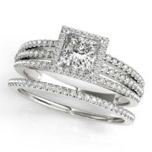 Certified 1.50 Ctw SI2/I1 Diamond 14K White Gold Bridal Set Ring