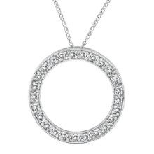 Diamond Circle Pendant Necklace in 14k White Gold (0.53 ctw)