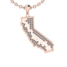 0.58 Ctw SI2/I1 Diamond 14K Rose Gold Express Your State Love CALIFORNIA Necklace