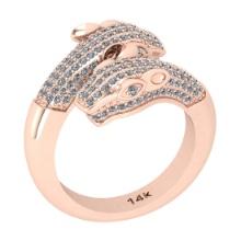 1.10 Ctw Si2/i1 Diamond 14K Rose Gold Creature Ring