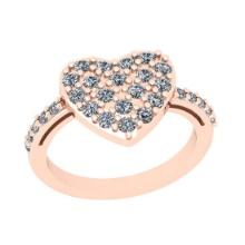 Certified 0.45 Ctw SI2/I1 Diamond 14K Rose Gold Heart Shape Promise Ring