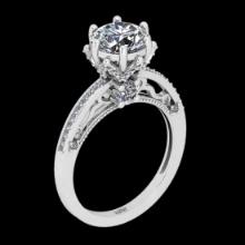 2.61 Ctw VS/SI1 Diamond 14K White Gold Vintage Style Ring