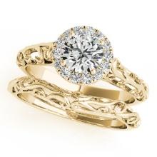 Certified 1.20 Ctw SI2/I1 Diamond 14K Yellow Gold Bridal Wedding Set Ring