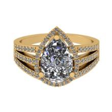 2.91 Ctw SI2/I1 Diamond 14K Yellow Gold Engagement Halo Ring